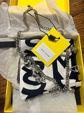 Marc Jacobs Silver Charm Chain Necklace with Mixed Charms